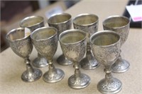 Set of 8 Silverplate Ornate Goblets