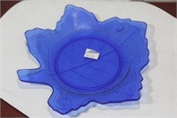 A Cobalt Blue Glass Leaf Dish
