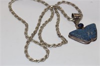 A Sterling Necklace and Lapis Lazuli Pendant