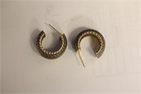 A Pair of 14 Karat Gold and Sterling Earrings