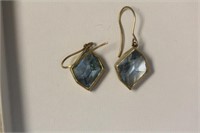 Pair of Sterling and Simulated Aquamarine Earrings
