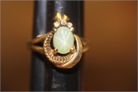 10 Karat Gold and Gemstone with Diamond Chips Ring