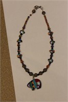 Native American  Inlaid and Sterling Necklace
