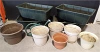 10 Plastic Planters and Watering Can