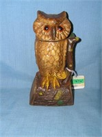 Owl Turns Head cast iron mechanical bank circa 195