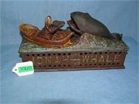 Jonah and the Whale cast iron mechanical bank circ