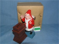 Santa Claus at chimney cast iron mechanical bank c