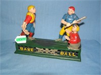 Baseball cast iron mechanical bank circa 1960s
