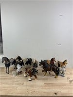 Plastic and glass horse statues