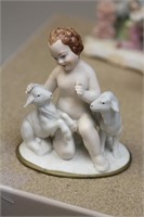 Ceramic Nude with Lambs Figurine