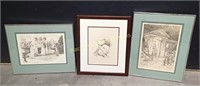 (3) Framed & Signed Print Sketches