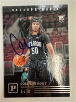 Magic Cole Anthony Signed Card with COA