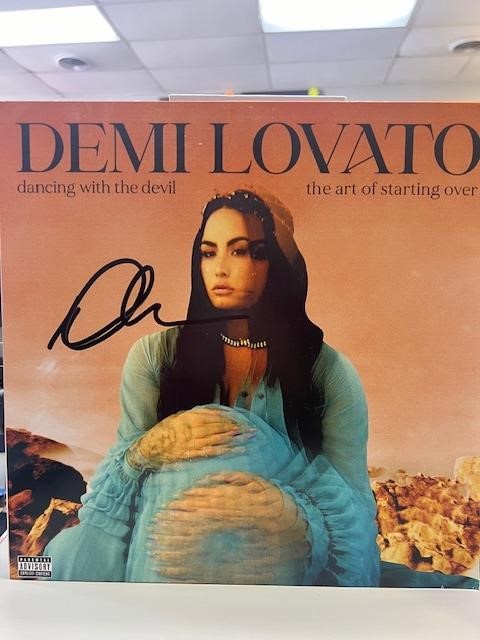 Demi Lovato Signed Vinyl Record Cover with COA