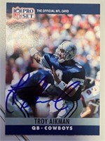 Cowboys Troy Aikman Signed Card with COA