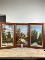 Woood framed signed nature paintings B