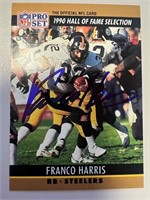 Steelers Franco Harris Signed Card with COA