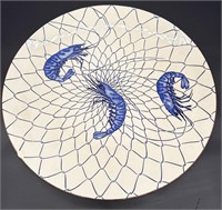 Blue & White 12in Shrimp in Net Platter