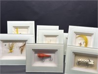 Colorful Fishing Lures in White Shadow Box Frames