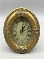 Oval Gilt Gold Framed Quartz Wall Clock