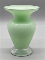 Cased Jadeite Green-Color Art Glass Vase