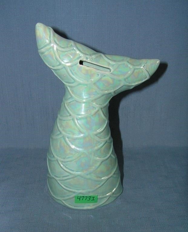 Whale's tail end bank all painted ceramic