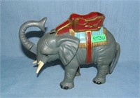Hard plastic elephant mechanical bank dated 1975