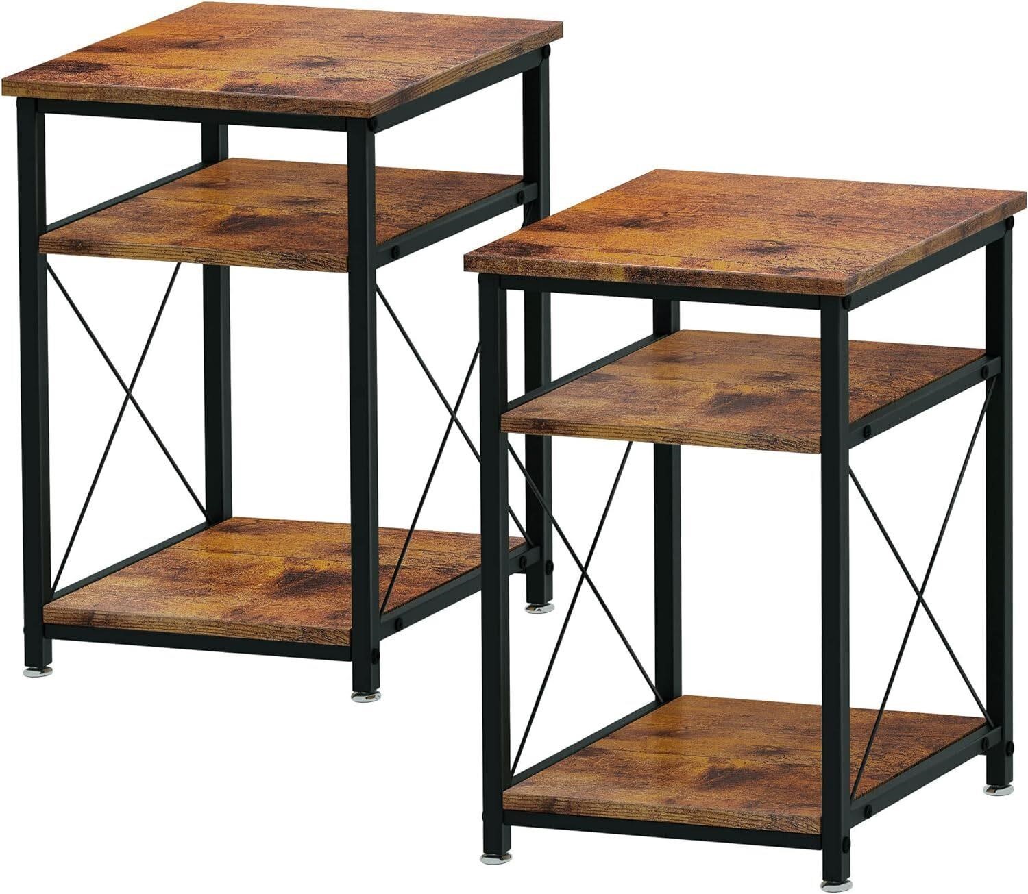 Set-of-2 Nightstands with Storage  Rustic