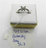 925 Silver Butterfly Ring Sz 7