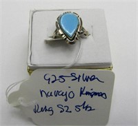 925 Silver Navajo Kingman Ring Sz 5.5