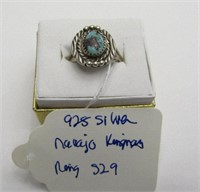 925 Silver Navajo Kingman Ring Sz 9