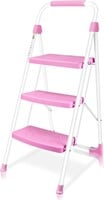 3-Step Ladder  Portable  Steel  Pink