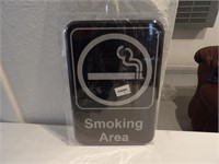 BID X 2: New  "SMOKING AREA" BLACK SIGN/WHITE LE