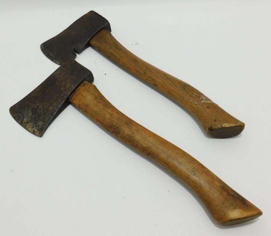 Pair (2) of Old Hand Hatchets with Wood Handles -