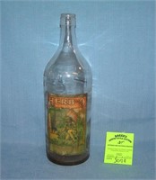 Antique Herb-o beverage bottle with Indian chief l