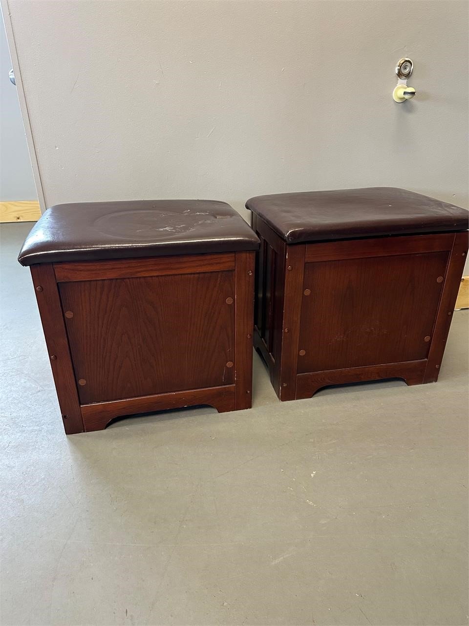 2 Padded Trunks Solid Wood 20"x 16"x 21" Tall