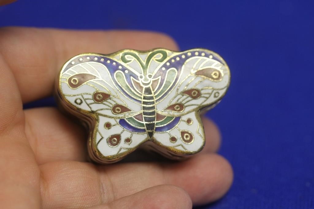 Chinese Cloisonne Butterfly Trinket Box