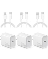 New iPhone Fast Charger 3-Pack Super Charger 6FT