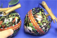 Pair of Cloisonne Boxes in Peach Form