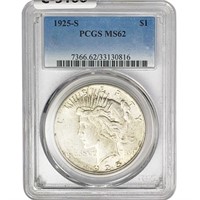 1925-S Silver Peace Dollar PCGS MS62