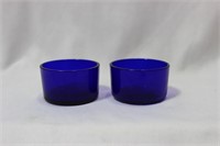 Lot of Two Cobalt Blue Glass Salt Containers