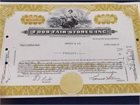 Food Fair Stores Inc. Stock Certificate