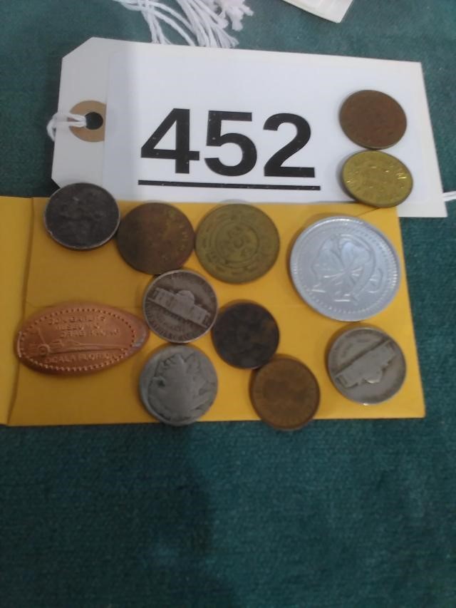 12 Assorted Coins and Tokens