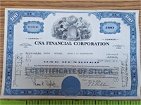CNA financial Corp stock certificate