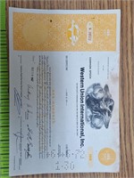 Western union Stock certificate