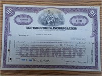 Acf Industries stock certificate