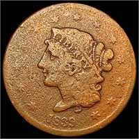 1839 Braided Hair Large Cent NICELY CIRCULATED