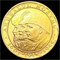 1944 Romania .1895oz Gold 20 Lei CHOICE AU