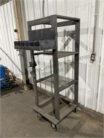 Heavy metal cart on casters, approximately 69