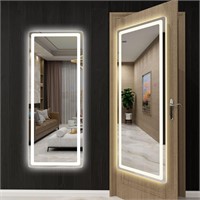40x18 LED White Wall Mirror  Full-Length