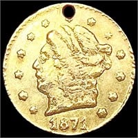 1871 Round California Gold Dollar NICELY